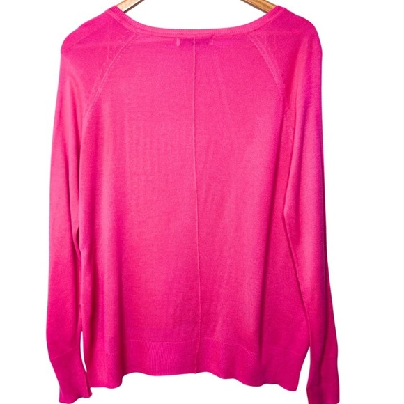 Zara Knit Womens Hot Pink High Low Raglan Sleeve Sweater Womens Medium Fuchsia - Picture 4 of 8